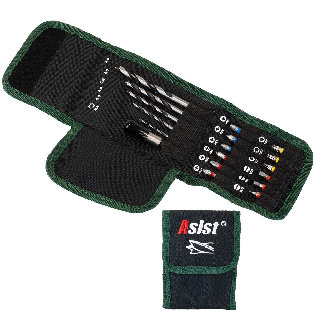 ASIST Súprava vrtákov do dreva 18ks + úložná taška so sponou na opasok Poškodený obal: Nie