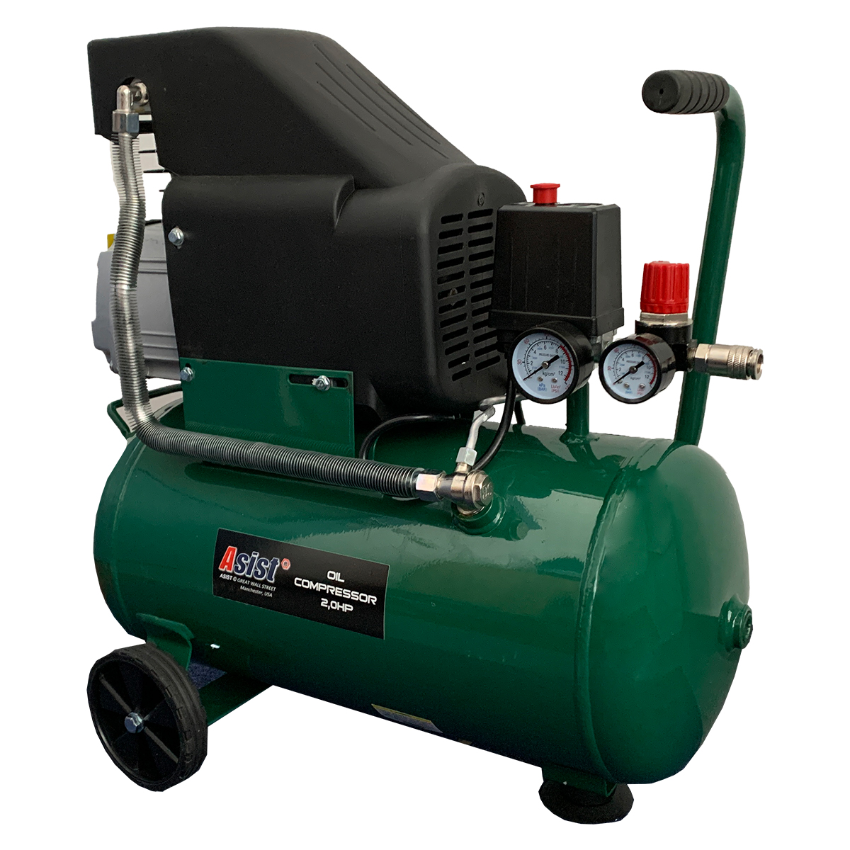 ASIST Kompresor olejový 2,0 HP, 24L s reguláciou tlaku Poškodený obal: Áno