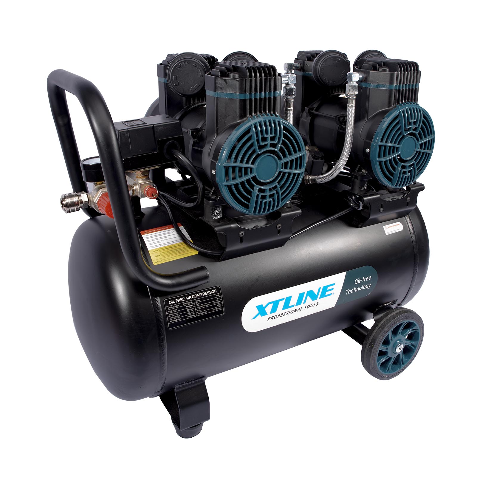 XTline XT2050 Bezolejový kompresor 2x 1450 W, 50 L