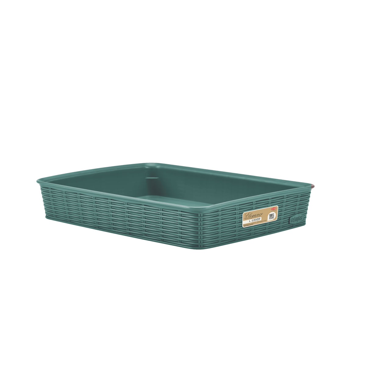 STEFANPLAST Košík Elegance L, 35,5 × 26 × 6 cm, zelenošedý