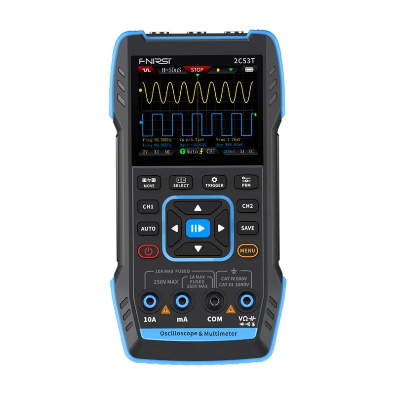 FNIRSI 2C53T 3 v 1 prenosný osciloskop, multimeter, generátor signálu