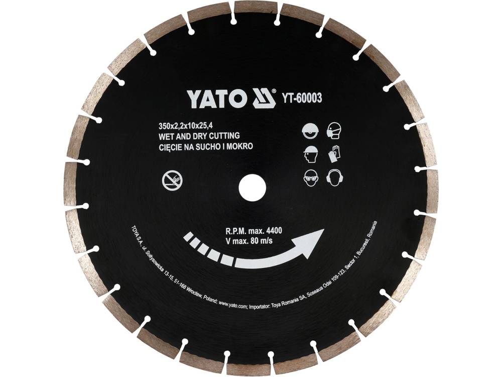 YATO Segmentový diamantový rezací kotúč 350 x 25,4 x 3,4 mm