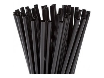 Slámky JUMBO černé, znovu použitelné 250 x 8 mm, 150 ks