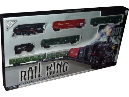 Vláčkodráha RAIL KING vláček s kouřící lokomotivou a vagónky