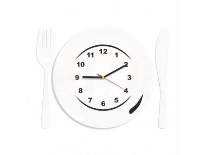 Designové nástěnné hodiny do kuchyně talíř bílé