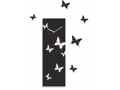 Designové nástěnné hodiny motýlci vertikální