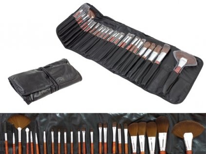 GNT Kosmetické štětce na make up sada 24ks s pouzdrem hnědé