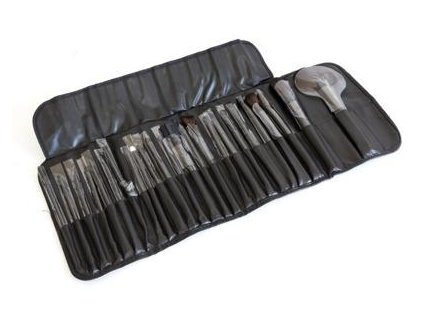 Kosmetické štětce na make up sada 24ks s pouzdrem černé