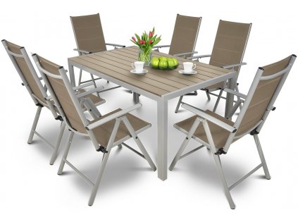 Focus Garden Zahradní nábytek Sydney 6+1 Alu silver/taupe II. jakost