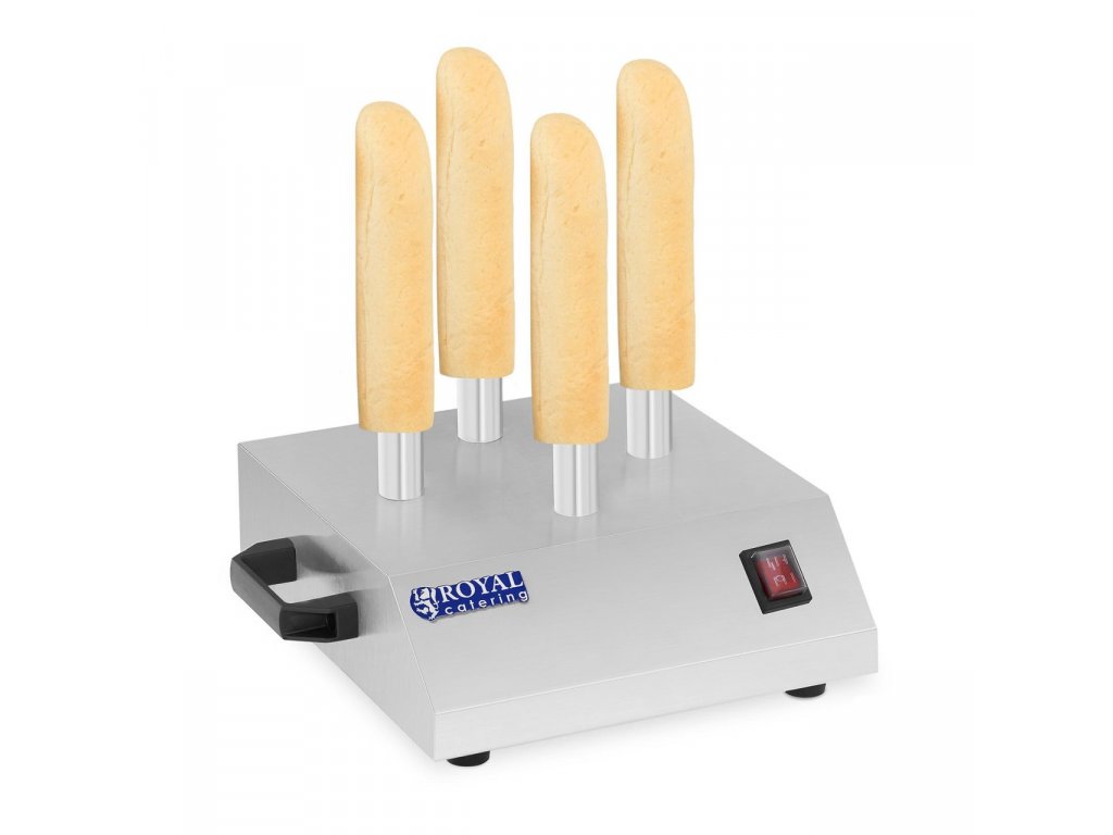 Elektrický ohřívač na párky v rohlíků Hot-dog se 4 trny, Hotdogovač, rozpékač rohlíků