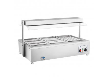 Bain Marie - 6 GN - s nástavbou na maso a výpustným kohoutem