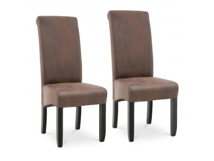 Čalouněná židle - sada 2 kusů - do 180 kg - sedací plocha 44,5 x 44 cm - hnědá