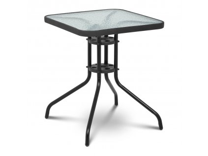 Zahradní stůl hranatý - 60 x 60 cm - se skleněnou deskou - černý