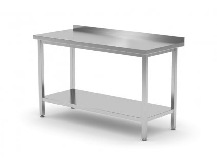 Přístěnný pracovní stůl s polici, šroubovaný, hloubka 600 mm, HENDI, Kitchen Line, 1000x600x(H)850mm