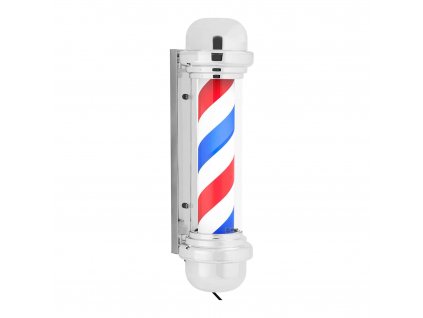 Barber pole - rotační a osvětlená - výška 380 mm - vzdálenost od stěny 25 cm - stříbrný rám