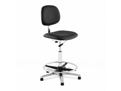Kosmetická židle - 120 kg - Black - nožní kroužek - výška nastavitelná v rozmezí 530 - 800 mm