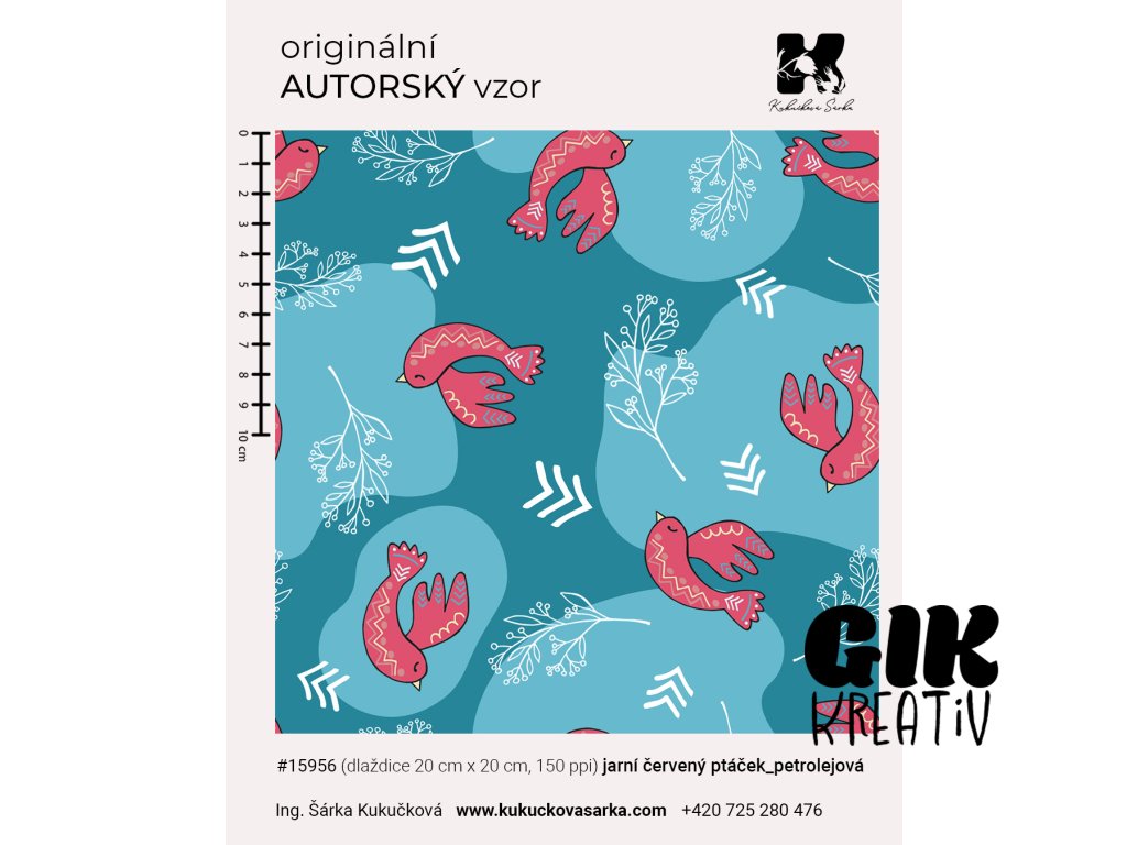 15956 jarní červený ptáček petrolejová