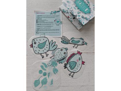 Sada nažehlovaček v obálce - tyrkysoví ptáčci