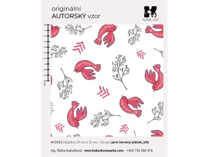 15953 jarní červený ptáček bílá