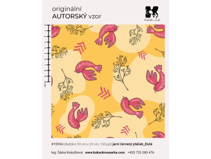 15954 jarní červený ptáček žlutá