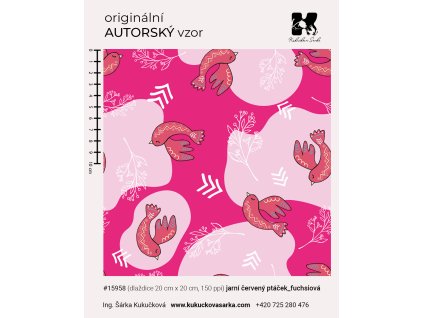 15958 jarní červený ptáček fuchsiová