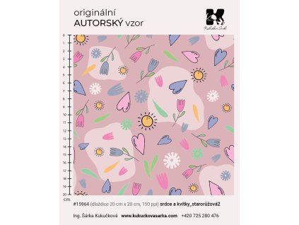 srdce a kvítky starorůžová2