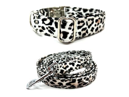 Leopard white set obojek + vodítko