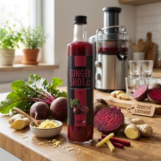 🫚🩺 Zázvor z peruánských And + červená řepa = přírodní dvojitý úder pro vaše tělo. 💪 Červená barva v lahvičce není barvivo....