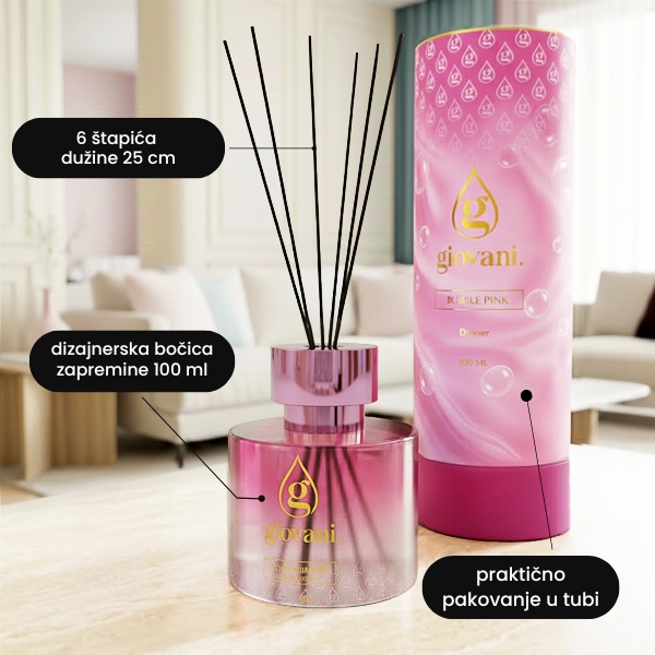 Aroma difuzer sa štapićima BUBBLE PINK