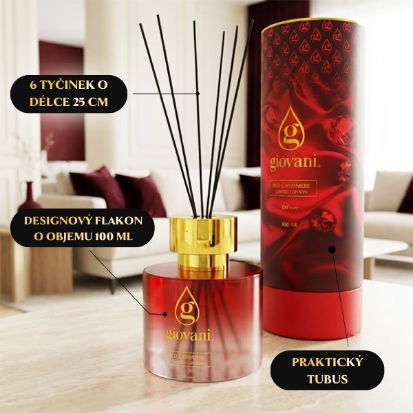 Tyčinkový aroma difuzér RED CASHMERE