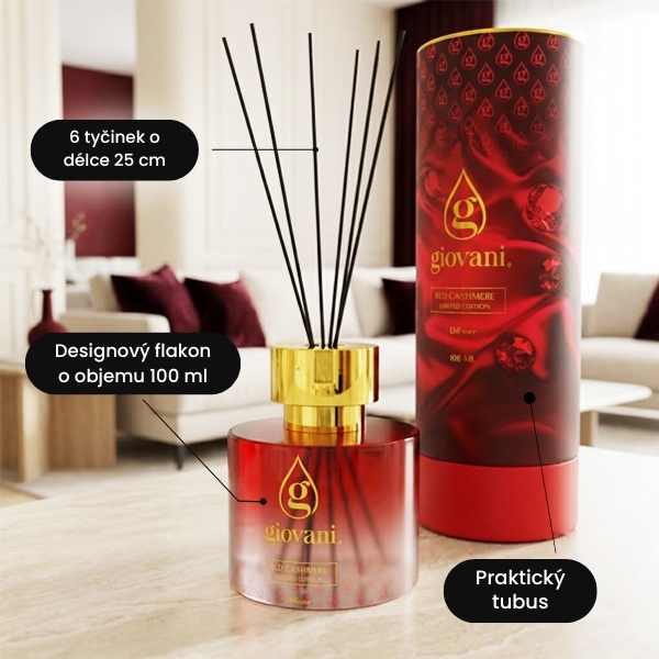 Tyčinkový aroma difuzér RED CASHMERE