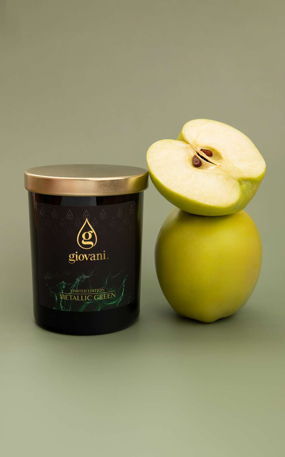Metallic Green Vegane Duftkerze Giovani