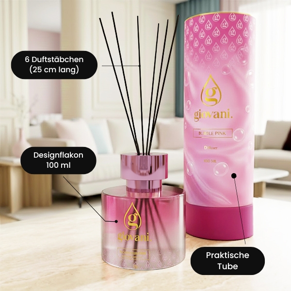 Aroma Diffuser Stäbchen Giovani BUBBLE PINK