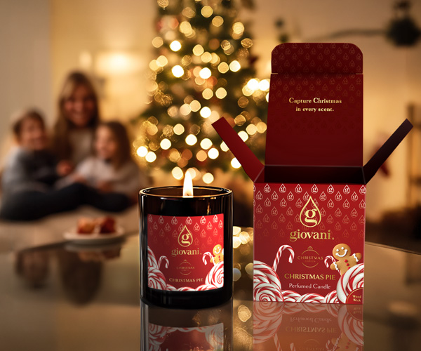 Aromatisk Giovani lys med CHRISTMAS PIE parfumeessens