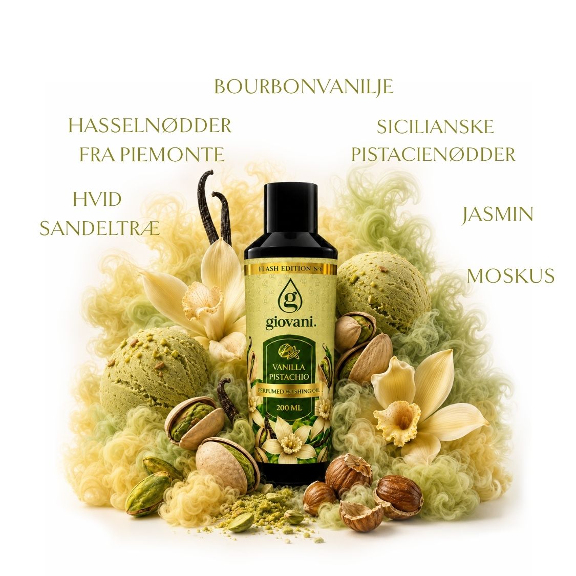 Sammensætning af vaskeduft VANILLA PISTACHIO