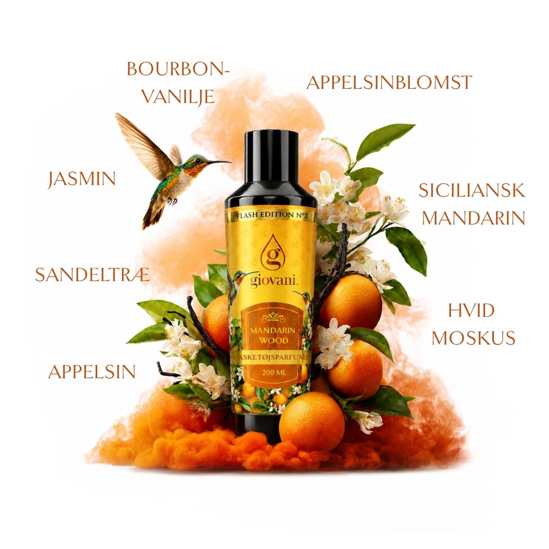 Sammensætning af vaskeduft MANDARIN WOOD