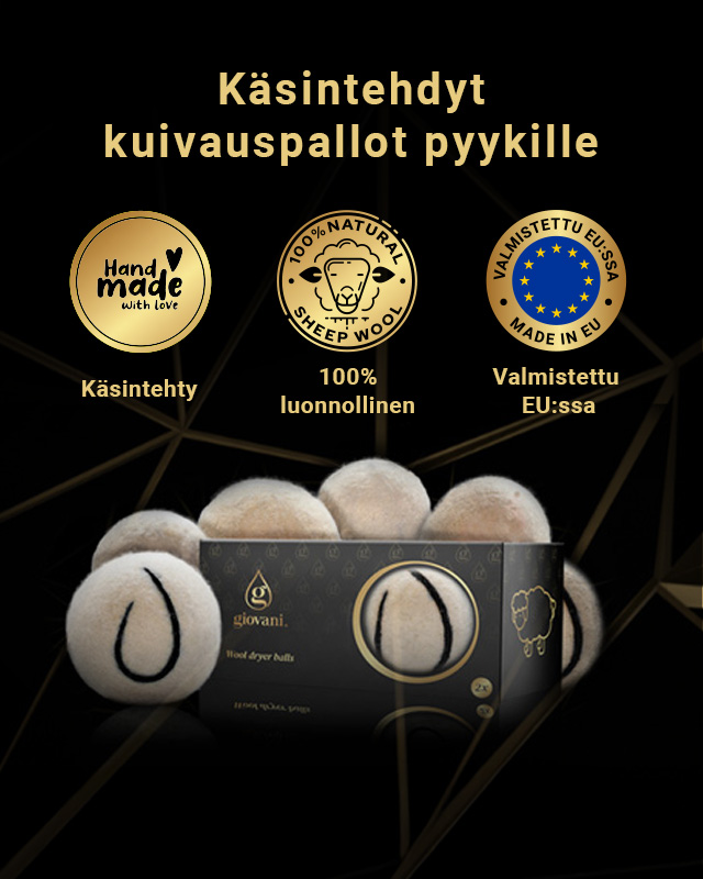 Kuivausrumpuun tarkoitetut villapallot