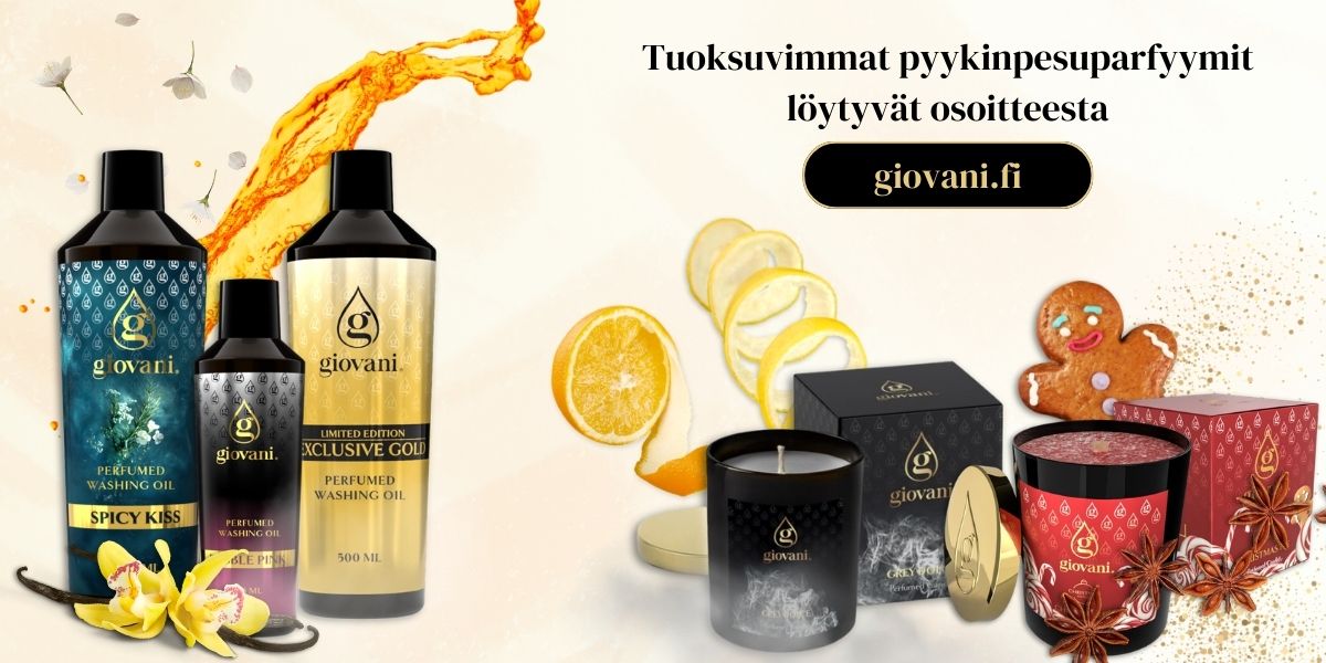 Giovani-kynttilät ja pyykin tuoksut