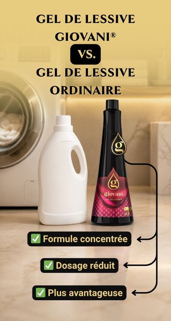 Comparaison entre le gel de lessive Giovani et une lessive classique