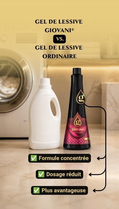 Comparaison entre le gel de lessive Giovani et une lessive classique