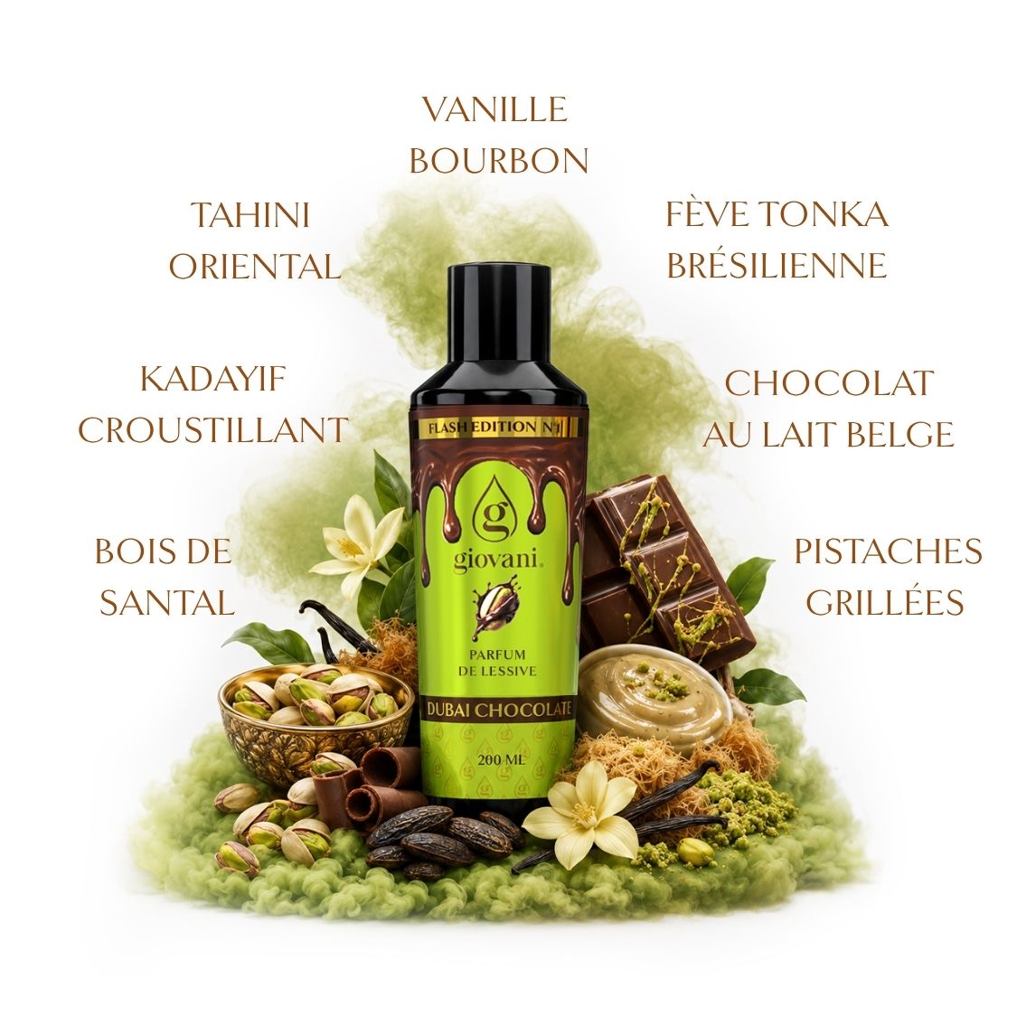 Composition du parfum pour linge DUBAI CHOCOLATE