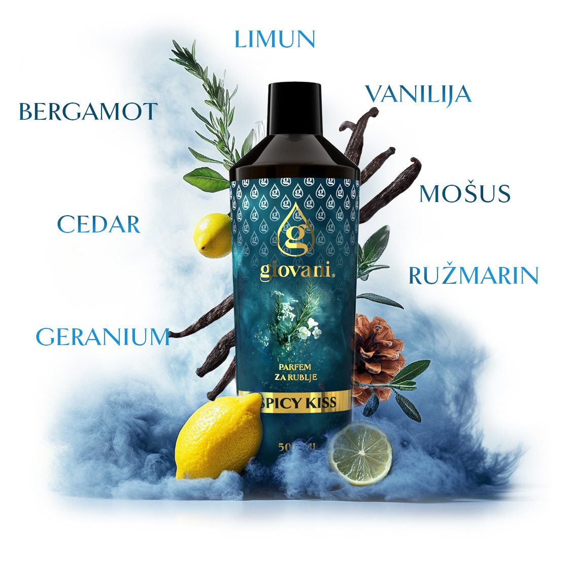 Sastojci parfema za pranje rublja Giovani SPICY KISS