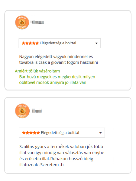 Giovani vásárlói értékelés 2