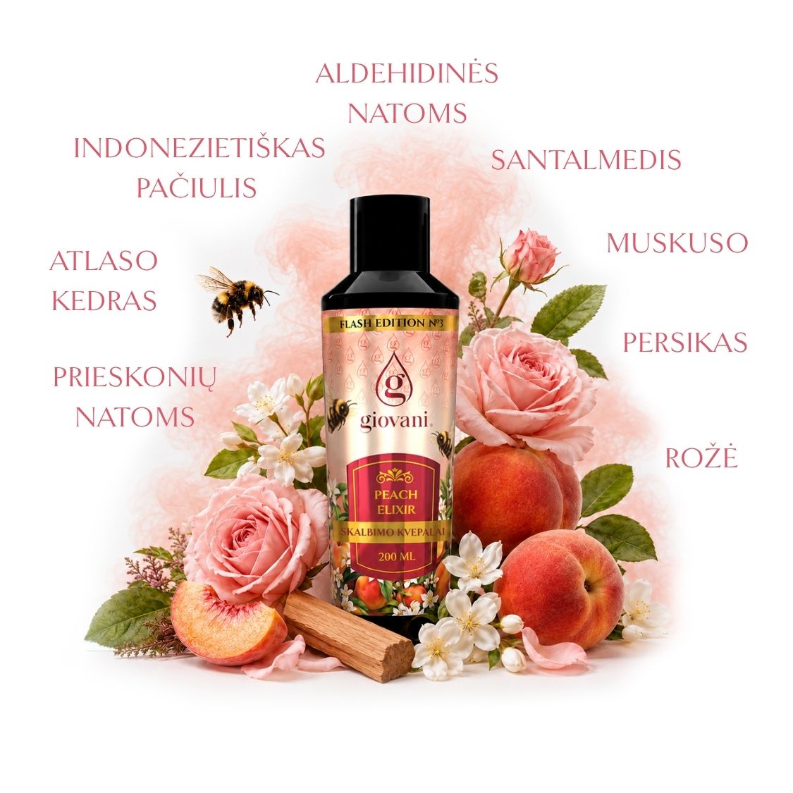 Skalbinių parfumo sudėtis PEACH ELIXIR