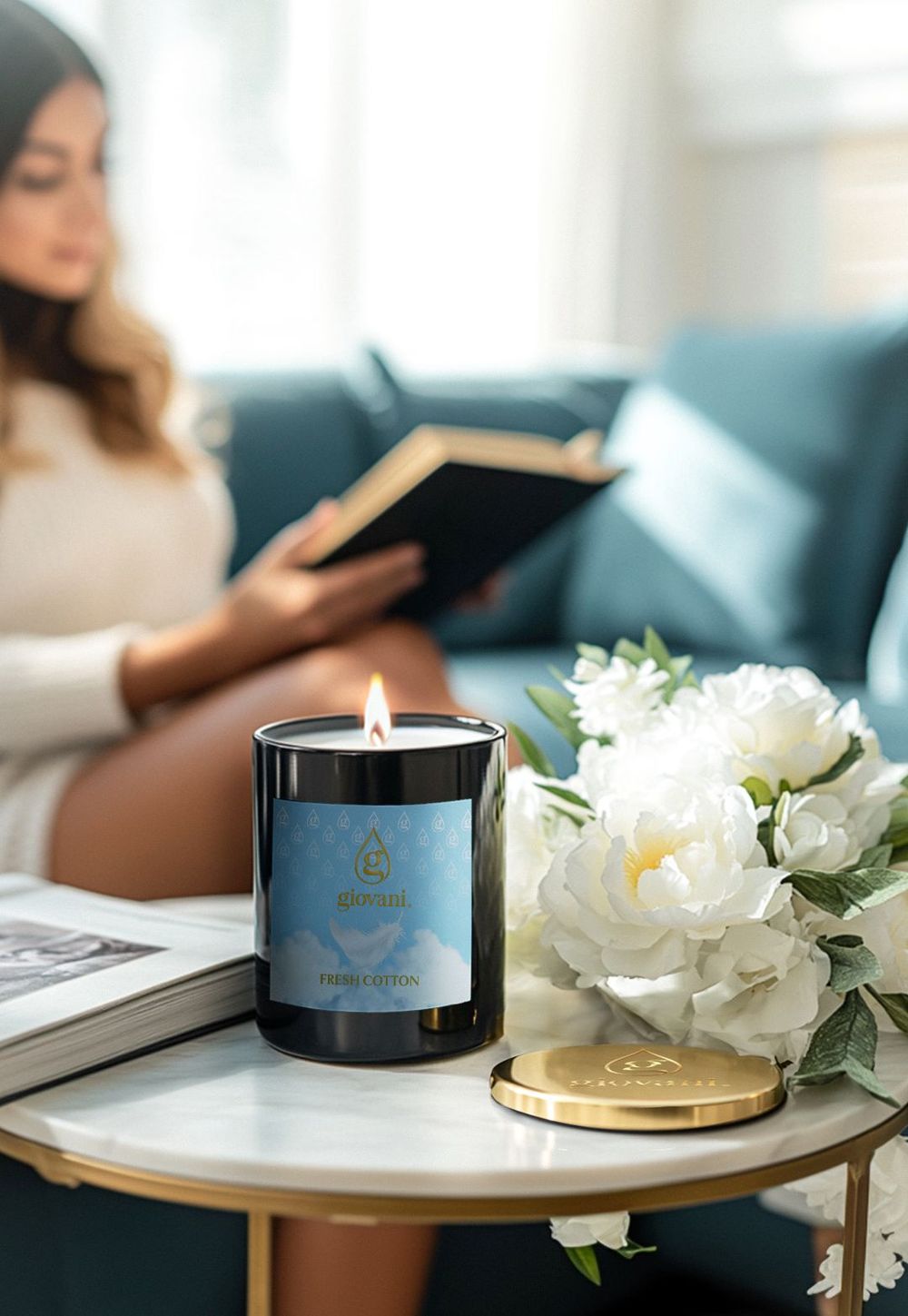 Dekoratīvā Giovani aromātiskā svece FRESH COTTON