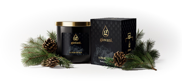 Giovani Dizaina svece LUXURY BLACK ar parfumam līdzīgu aromātu