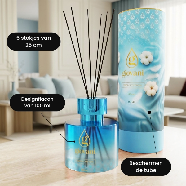 geurstokjes diffuser FRESH COTTON