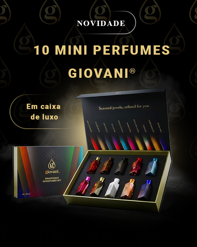 0 mini perfumes Giovani® numa caixa de luxo