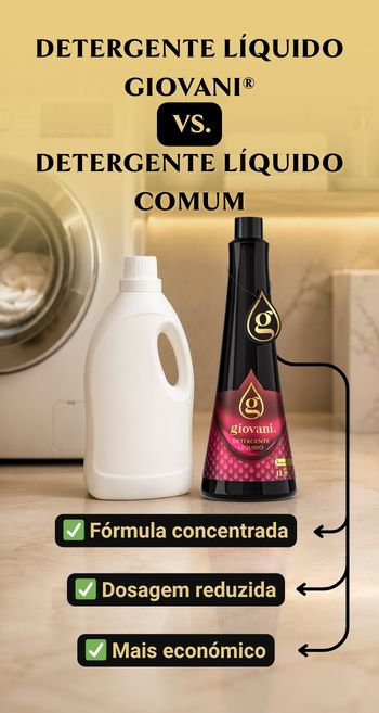 Comparação do gel de lavagem Giovani e detergente comum