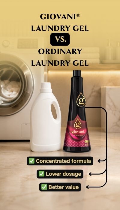 Comparison of Giovani laundry gel and regular detergent